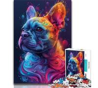 Puzzle 1000 pièces pour Adultes et Adolescents, Bouledogue français psychédélique, 1000 pièces pour Adultes, Cadeaux du Père Noël Secret pour Les 14 Ans et Plus (Taille 75x50cm)