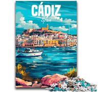 Puzzle 1000 pièces pour Adultes et Adolescents Cadix Espagne (DF) Soulagement du Stress Défi Difficile Renforcer l'amour Entre Les Couples (Taille 38x26cm)