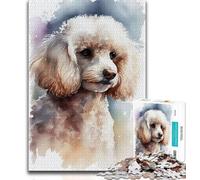 Puzzle 1000 pièces pour Adultes et Adolescents Caniche Aquarelle Puzzle 1000 pièces,Jeux d'activités familiales stimulants,Jouet à Faire soi-même pour décoration Murale de la Maison,Cadeaux (38x26cm)