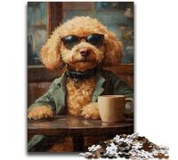 Puzzle 1000 pièces pour Adultes et Adolescents Caniche Buvant du café pour Les 14 Ans et Plus Jeux de Famille Jeu de Noël Cadeaux pour Femmes 50x75cm