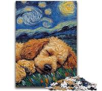 Puzzle 1000 pièces pour Adultes et Adolescents Caniche Ciel Nocturne Jeu Stimulant et Jeu en Famille Cadeaux du Père Noël Secret 50x75cm