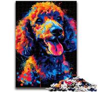 Puzzle 1000 pièces pour Adultes et Adolescents Caniche DJ Néon Décoration Murale Artistique et idée Cadeau d'anniversaire pour Amis, Bureau à Domicile 50x75cm