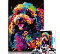 Puzzle 1000 pièces pour Adultes et Adolescents Caniche DJ Puzzles néon pour Adolescents Jeu de Quiz Décoration Murale Cadeaux d'anniversaire et de Noël Uniques 38x26cm