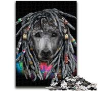 Puzzle 1000 pièces pour Adultes et Adolescents Caniche en Dreadlocks Anti-Stress Staycation Tuer Le Temps avec Affiche Assortie et Feuille de Questions 26x38cm