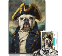 Puzzle 1000 pièces pour Adultes et Adolescents Capitaine Pirate Bouledogue français, Jeu éducatif Familial, décoration Murale, Cadeaux d'anniversaire et de Noël Uniques 50x75cm