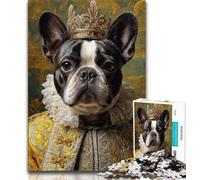 Puzzle 1000 pièces pour Adultes et Adolescents,Capitaine Pirate et Bouledogue français,1000 pièces pour Adultes,Jeux éducatifs,décoration d'intérieur,Convient pour la décoration de Bureau (75x50cm)