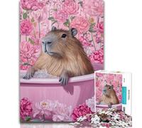 Puzzle 1000 pièces pour Adultes et Adolescents, Capybara dans la Salle de Bain, Jeu Familial Anti-Stress, défi Difficile, Cadeaux du Père Noël Secret, 50x75cm