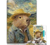 Puzzle 1000 pièces pour Adultes et Adolescents Capybara façon Night Sky, Jeu éducatif Familial avec pièces entièrement emboîtables de Formes aléatoires 38x26cm