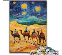 Puzzle 1000 pièces pour Adultes et Adolescents Caravane du désert avec chameaux, Jouets éducatifs, Jeux Anti-Stress, décoration Murale (Taille 50x75cm)