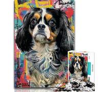 Puzzle 1000 pièces pour Adultes et Adolescents Cavalier King Charles Spaniel Jeu éducatif pour Anniversaire et Noël à partir de 14 Ans 75x50cm