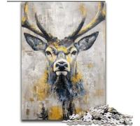 Puzzle 1000 pièces pour Adultes et Adolescents Cerf doré Noir, Jouet éducatif et décompressant, idéal comme Cadeau pour Toute la Famille (Taille 50x75cm)