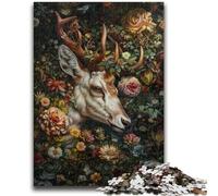 Puzzle 1000 pièces pour Adultes et Adolescents Cerf Floral pour et à partir de 14 Ans Jouets de Jeu Car il est idéal comme Cadeau pour Toute la Famille 50x75cm