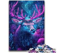Puzzle 1000 pièces pour Adultes et Adolescents Cerf psychédélique Jeux éducatifs Décoration d'intérieur Idéal comme Cadeau pour Toute la Famille 50x75cm