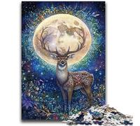 Puzzle 1000 pièces pour Adultes et Adolescents Cerf sous la Lune Puzzle 1000 pièces, idéal comme Cadeau pour Toute la Famille Convient aux Enfants de 14 Ans et Plus (75x50cm)