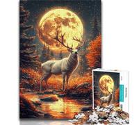 Puzzle 1000 pièces pour Adultes et Adolescents Cerf sous la Pleine Lune, Jouets éducatifs et éducatifs pour la Famille, Cadeaux d'anniversaire et Cadeaux Uniques 38x26cm