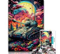 Puzzle 1000 pièces pour Adultes et Adolescents, Chars colorés, Art au Fusain, pour Une Escapade relaxante, décoration d'intérieur, 38x26cm