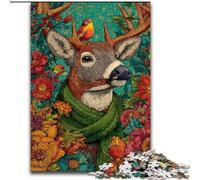 Puzzle 1000 pièces pour Adultes et Adolescents Chat avec écharpe Verte, adapté aux Personnes de 14 Ans et Plus Difficile à Terminer mais Amusant et Humoristique Superbe Cadeau (Taille 50x75cm)