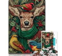 Puzzle 1000 pièces pour Adultes et Adolescents Chat avec écharpe Verte, Difficile à réaliser mais Amusant et Humoristique, Cadeau d'anniversaire, Cadeaux, Art Mural 75x50cm