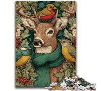 Puzzle 1000 pièces pour Adultes et Adolescents Chat avec écharpe Verte Un Jeu éducatif, Amusant et Humoristique pour Un Anniversaire 50x75cm