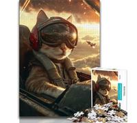 Puzzle 1000 pièces pour Adultes et Adolescents, Chat aviateur, Jouets éducatifs et éducatifs pour la Famille, idéal pour la décoration de Bureau (38x26cm)