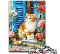 Puzzle 1000 pièces pour Adultes et Adolescents Chat Devant Un Magasin de Fleurs pour et à partir de 14 Ans Jouets de Jeu Car il est idéal comme Cadeau pour Toute la Famille 38x26cm