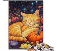 Puzzle 1000 pièces pour Adultes et Adolescents Chat endormi sur Une Citrouille Ce Jouet éducatif est Un pour Toute la Famille (Taille 26x38cm)