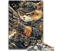 Puzzle 1000 pièces pour Adultes et Adolescents Chat Guerrier Aide Le Cerveau à exercer Jouets addictifs pour cultiver la Patience Interaction Parent-Enfant 50x75cm