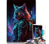 Puzzle 1000 pièces pour Adultes et Adolescents Chat Humain 1000 pièces activité Amusante pour la Maison Jouets pour Les Jours de Pluie Cadeaux d'anniversaire 38x26cm