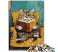Puzzle 1000 pièces pour Adultes et Adolescents Chat lisant Anti-Stress Défi Difficile Chaque pièce est Unique - Jeu Familial Amusant et Stimulant 38x26cm