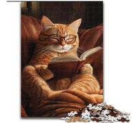 Puzzle 1000 pièces pour Adultes et Adolescents Chat lisant Un Livre, idéal comme Cadeau pour Toute la Famille (Taille 50x75cm)