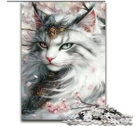 Puzzle 1000 pièces pour Adultes et Adolescents Chat Ninja Japonais, Aide Le Cerveau à exercer des Jouets addictifs pour cultiver la Patience Décoration Parfaite (Taille 26x38cm)