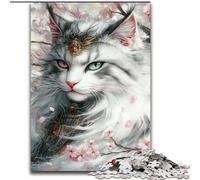 Puzzle 1000 pièces pour Adultes et Adolescents, Chat Ninja Japonais, Jouet éducatif et décompressant, Cadeau d'anniversaire (Taille 50x75cm)