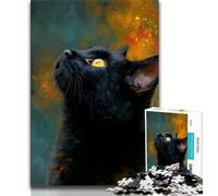 Puzzle 1000 pièces pour Adultes et Adolescents Chat Noir 1000 pièces pour Adolescents, Casse-tête - Cadeau d'anniversaire pour Homme (Taille 75x50cm)