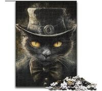 Puzzle 1000 pièces pour Adultes et Adolescents Chat Noir, adapté aux Personnes de 14 Ans et Plus Difficile à Terminer mais Amusant et Humoristique Superbe Cadeau (Taille 50x75cm)