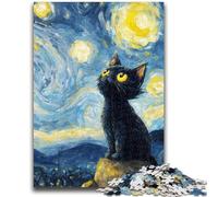 Puzzle 1000 pièces pour Adultes et Adolescents Chat Noir dans Le Ciel Nocturne Puzzle 1000 pièces, Cadeau d'anniversaire, Cadeaux, décoration Murale pour Les 14 Ans et Plus (50x75cm)