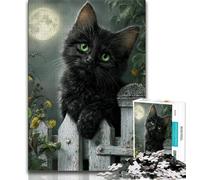Puzzle 1000 pièces pour Adultes et Adolescents Chat Noir, Difficile à réaliser, mais Amusant et Humoristique, Cadeau d'anniversaire et Cadeau Unique (75x50cm)