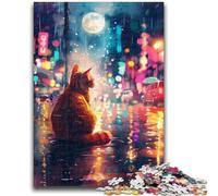 Puzzle 1000 pièces pour Adultes et Adolescents Chat Orange Assis dans la Rue Puzzle Adulte, Jouets éducatifs d'apprentissage Jeux de Famille Cadeaux pour Amis et Famille 50x75cm