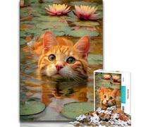 Puzzle 1000 pièces pour Adultes et Adolescents Chat Orange dans la rivière, Jouets éducatifs et éducatifs pour la Famille, idéal pour la décoration de Bureau (75x50cm)