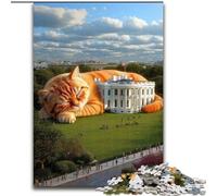 Puzzle 1000 pièces pour Adultes et Adolescents Chat Orange endormi, activité familiale, décoration d'intérieur Unique et Cadeaux pour Les 14 Ans et Plus (Taille 50x75cm)