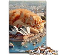 Puzzle 1000 pièces pour Adultes et Adolescents Chat Orange endormi pour Un Jeu éducatif, Un défi, Un Jouet à Offrir en Cadeau à Toute la Famille 50x75cm
