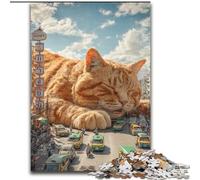 Puzzle 1000 pièces pour Adultes et Adolescents, Chat Orange géant, Jouets éducatifs, Jeux Anti-Stress, décoration Murale (Taille 50x75cm)