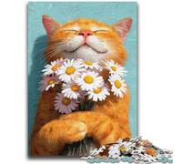 Puzzle 1000 pièces pour Adultes et Adolescents Chat Orange Heureux 1000 pièces pour Adultes, Cadeau Amusant et activité pour la Maison, Jouet pour Les Jours de Pluie (75x50cm)