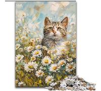 Puzzle 1000 pièces pour Adultes et Adolescents Chat Parmi Les Fleurs, Jouets et Jeux éducatifs pour Adultes et Adolescents (Taille 50x75cm)