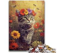 Puzzle 1000 pièces pour Adultes et Adolescents Chat Parmi Les Fleurs Puzzle 1000 pièces, Cadeau d'anniversaire, Cadeaux, décoration Murale pour Les 14 Ans et Plus (26x38cm)