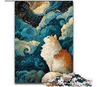 Puzzle 1000 pièces pour Adultes et Adolescents Chat regardant Les étoiles, adapté aux Personnes de 14 Ans et Plus Difficile à Terminer mais Amusant et Humoristique Excellent Cadeau (Taille 50x75cm)