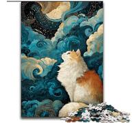 Puzzle 1000 pièces pour Adultes et Adolescents Chat regardant Les étoiles, Jouets éducatifs et éducatifs, Jeux familiaux, Anniversaires et Cadeaux Uniques (Taille 26x38cm)