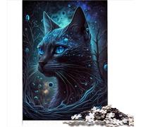 Puzzle 1000 Pièces pour Adultes et Adolescents - Chat Siamois Créatif en Bois - Impossible (75 x 50 cm)