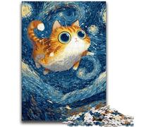 Puzzle 1000 pièces pour Adultes et Adolescents Chat sous Le Ciel Nocturne Jeux Amusants en Famille Cadeaux pour Amis et Famille à partir de 14 Ans 50x75cm
