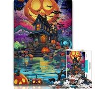 Puzzle 1000 pièces pour Adultes et Adolescents Château d'halloween, Jouets de Jeu stimulants, décoration Murale, Cadeaux d'anniversaire et de Noël Uniques (38x26cm)