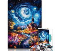 Puzzle 1000 pièces pour Adultes et Adolescents, Château du Ciel Nocturne, Anti-Stress, Vacances à la Maison, avec Affiche et fiche de Questions-réponses Assorties (75x50cm)